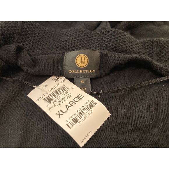 JM Collection Open Drape Front Cardigan Sweater Size XL/Extra Large in Black NWT - Picture 4 of 7